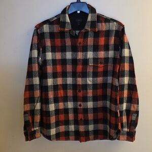 J. Crew Wool Shacket Shirt Plaid Red Black Cream Large Mens
